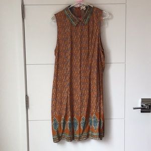 Pumpkin color with floral print dress, L, NWT,